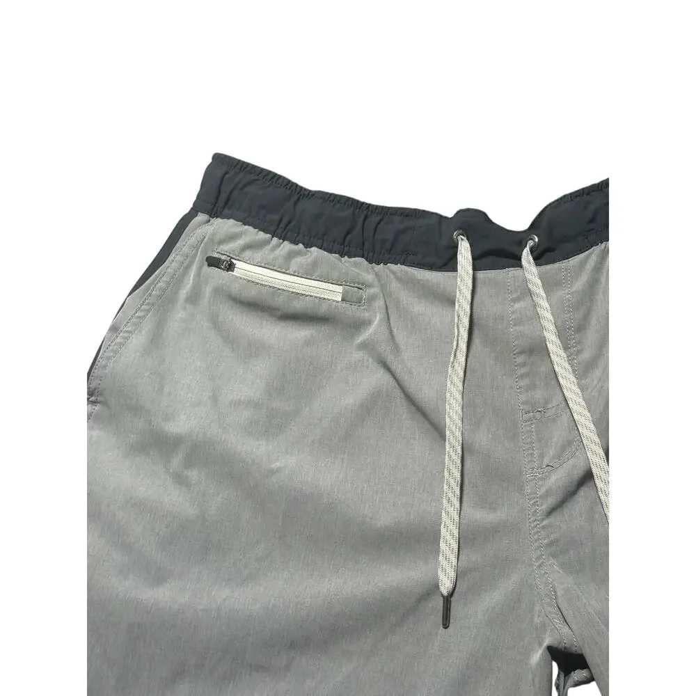 Vuori Swim Banks Shorts Mens XL Gray Elastic Waist Zipper Pocket Unlined #V330